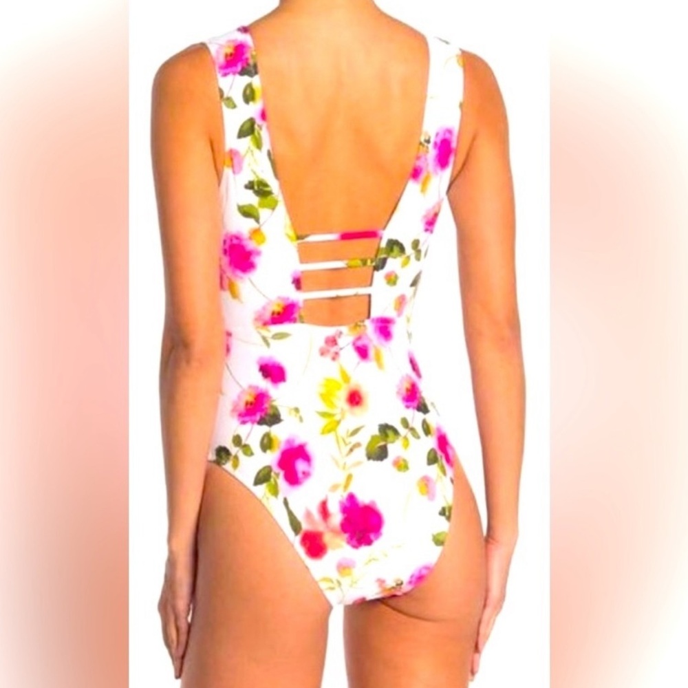NEW NANETTE LEPORE Floral Plunge one piece Swimsuit size 6/8 - Picture 3 of 12